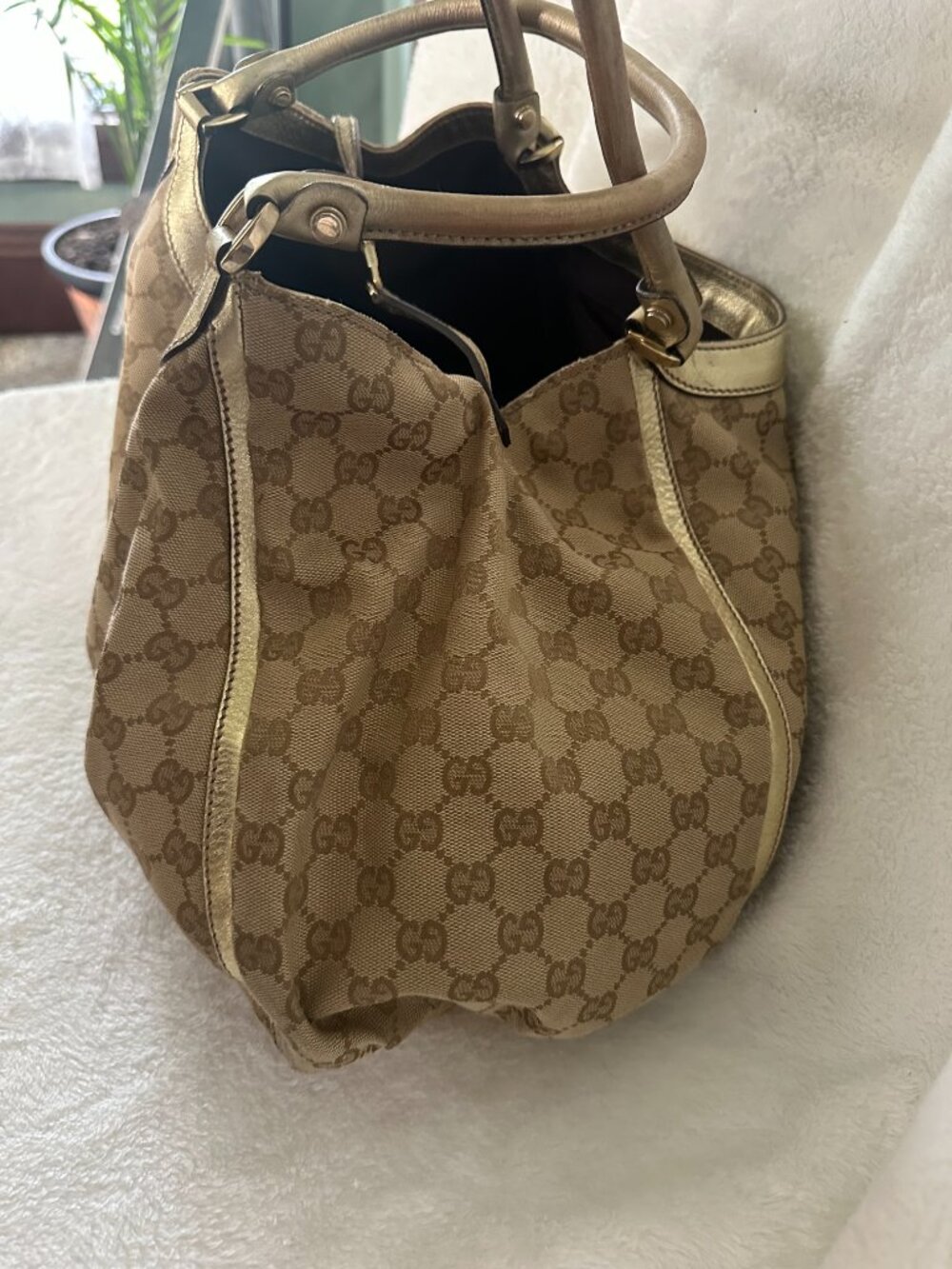 Gucci Gold GG Canvas Bag Bundle — Tote + Hobo, 2 Bags, As-Is - Picture 13 of 16